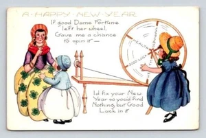 A Happy New Year If Good Dame Fortune Left - Whitney Postcard 1923 - Picture 1 of 2