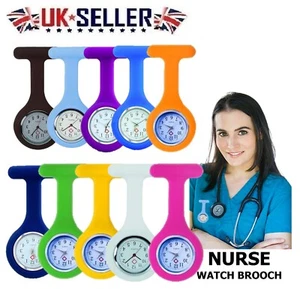 Analog Nurse Watch Tunic Quartz Silicone Fob Pocket Brooch Washable FREE BATTERY - Picture 1 of 21