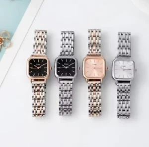 Women’s Small Square Quartz Watch – Stainless Steel Bracelet, Fashion Minimalist - Picture 1 of 14