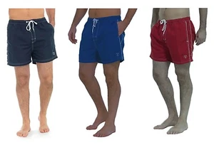 Mens Plain Swim Shorts with Elasticated Waist ~ Navy, Blue or Red - Picture 1 of 4