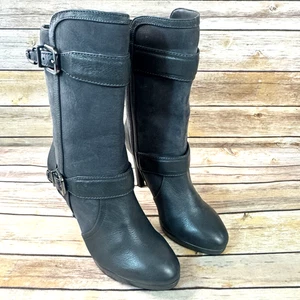 Antonio Melani Womens Gray Suede & Leather High Heel Fall Winter Boots Size 6.5M - Picture 1 of 8