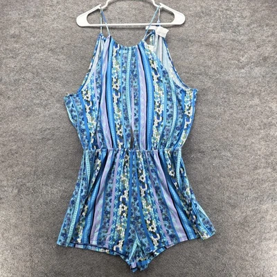 Mameluco Lucky Brand para mujer azul medio multicolor natación cubierta playa boho Foto 1 de 4