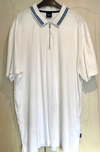 HUGO BOSS MENS WHITE ZIPPED POLO SHIRT XL - Picture 1 of 3