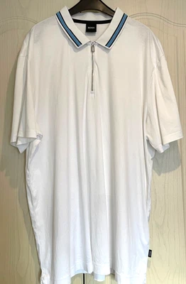HUGO BOSS MENS WHITE ZIPPED POLO SHIRT XL - Image 1 of 3