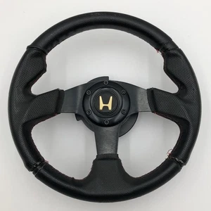2003 Honda Civic Quick Release Steering Wheel Red Stitching NRG Attachment AS IS - Picture 1 of 18