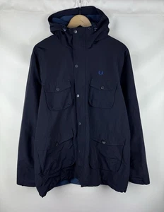Fred Perry Men’s Nylon Multipocket Fleece Lined Hooded Parka Jacket Size L - Picture 1 of 22