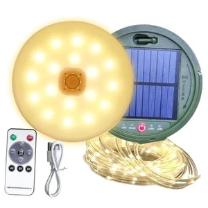 Guirnalda de luces de campamento, tira de hadas de 39 pies, carga solar y USB - Imagen 1 de 7