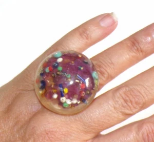 Sobral Meio Cheio Bits & Pieces Inclusion Artist Made Statement Ring Size 7 - Picture 1 of 9