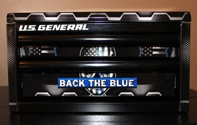 US GENERAL MINI TOOLBOX TWO DRAWERS - BACK THE BLUE - POLICE - CUSTOM VINYL WRAP - Image 1 of 4