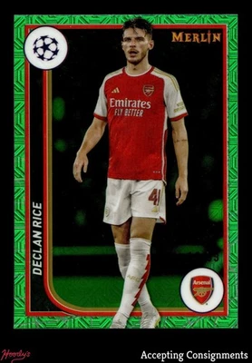 2023-24 Merlin UEFA Club Competitions Green Mojo Refractor #13 Declan Rice 10/99 - Image 1 of 2