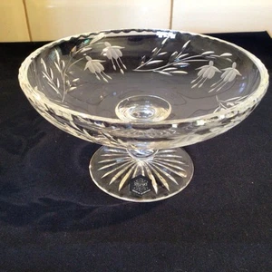 Stuart Crystal -Cascade/Fuchsia - Comport/Footed Dish Bowl/Tazza -Signed & Label - Picture 1 of 8