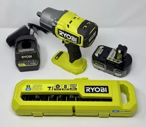Ryobi Brushless 18V 1/2" High Torque Impact Wrench +HP 6.0 Batt +Chgr +Sockets - Picture 1 of 9