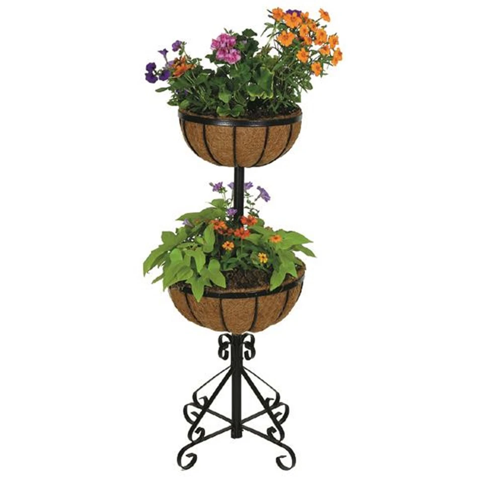 Gardman 2 TIER FORGE PLANTER - BLACK - WITH COCO LINERS Foto 1 de 1