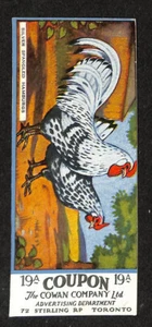 V12 Cowan's Chicken Cards, 1924, With Coupon, #19 Silver Spangled Hamburgs - Imagen 1 de 2