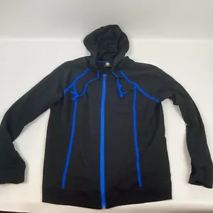 Jones New York Sport Zip Hooded Sweatshirt - Black Blue Size Large - Picture 1 of 6