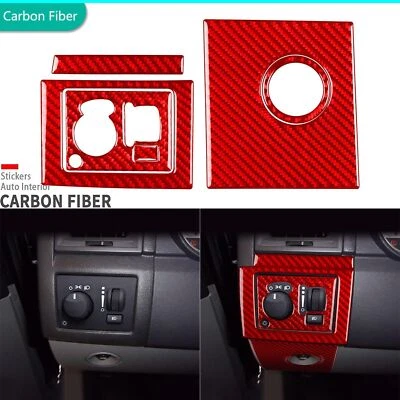 6x Cubierta de panel de interruptor de faros de fibra de carbono roja para Dodge Magnum Charger 08-10 Foto 1 de 4