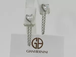 Giani Bernini Cubic Zirconia Heart Front and Back Chain Drop Earrings - Picture 1 of 4