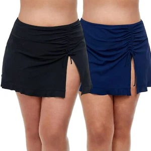 Nuova con etichette Gottex Plus fessura laterale a camicia finitura arricciacapelli spiaggia gonna fondo nuoto 16 W-24 W - Foto 1 di 20