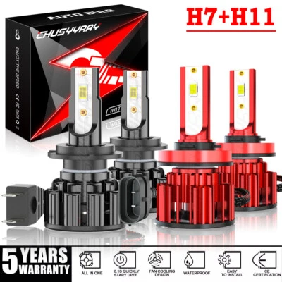 Kit combinado de bombillas LED altas/bajas 4X H7&H11 para faros Mercury Milan 2006-2009 Foto 1 de 4