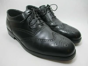 Florsheim Comfortech Dot-Matrix System Black Leather Wingtip Oxfords Mens 8-1/2M - Picture 1 of 12