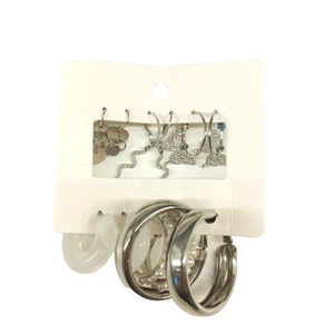 6 pairs Women Earrings Stainless Silver plated One Size Fashion Jewelry - Picture 1 of 10
