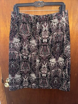 Falda Croft & Barrow Mujer Terciopelo Negro Paisley Elastizada Línea A Talla 6 Foto 1 de 4