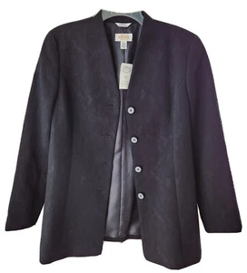Talbots Jacket Size 10 Black 4 Button Blazer Brocade Italian Fabric New w Tags - Picture 1 of 10