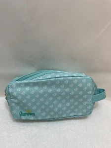 Pampers Hearts  Travel Pouch Teal Holds Diapers Wipes Etc. Zip Up Small Bag - Picture 1 of 24