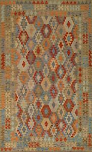 Pastel Color South-Western Reversible Kilim Rug Flat Woven Room Size Rug 7'x10'