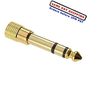 6.5mm 1/4"Male plug to 3.5mm 1/8"Female Jack Stereo Headphone Audio Adapter Gold - Picture 1 of 1