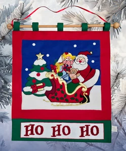 VTG Christmas Decor Santa Claus Ho Ho Ho Door Hanger Wall Hanging Decoration 18" - Picture 1 of 11