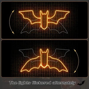 Bat Neon Sign for Wall Art Decor,Led Sign Animated Dimmable LED Light,21" x 10" - Picture 1 of 12