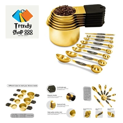 Magnetic Measuring Cups and Spoons Set, Including 7 Stainless Steel Nesting G... - Image 1 of 4