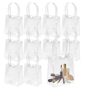 16 Pack Clear PVC Gift Bags Waterproof Reusable Tote Bags with Handles - Picture 1 of 7