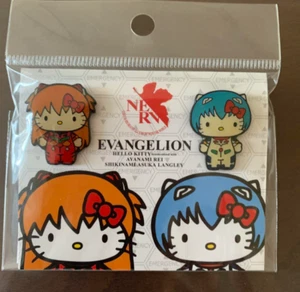Hello Kitty × Evangelion Pins Pin Badge Ayanami Rei Shikinami Asuka 2012 - New - Picture 1 of 2