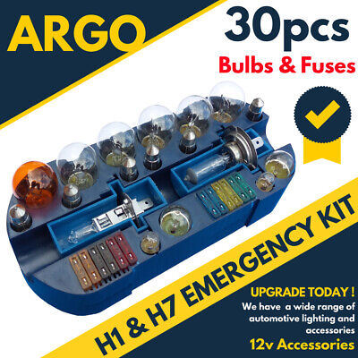 Car Bulb Emergency Spare Fuse H1 H7 501 Replacement Travel Kit Set 30 Pcs 12v  • 10.47€