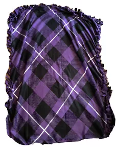 Purple Bias Plaid No-Sew Throw 40x53 - Picture 1 of 6
