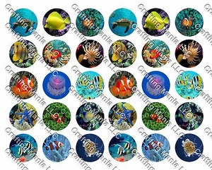 30 Precut 1" Salt Water Fish cap Image Set 1 - Picture 1 of 1