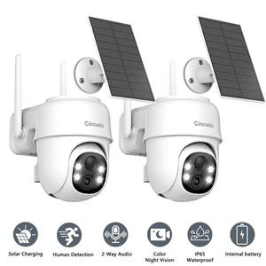 2 Pack Solar Battery Wireless Security Camera WiFi IP Outdoor Home AI Detection - Picture 1 of 17