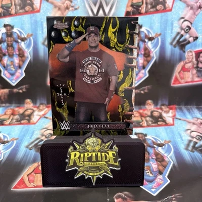 John Cena WWE x Cactus Jack Topps Chrome 2025 Black Yellow Flames Refractor #1 - Image 1 of 4