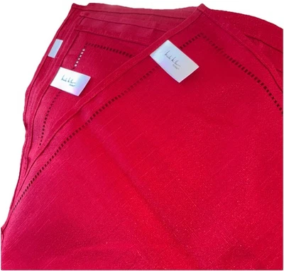 Nicole Miller Home 10 tovaglioli natalizi rosso scintillante 17x17 - Immagine 1 di 2