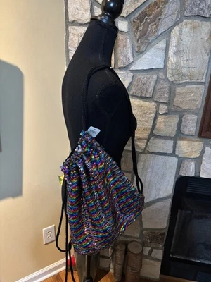 Women’s Sequin rainbow/silver draw string  bag.  New! - Image 1 of 4