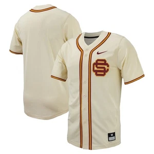 Nike USC Dri-Fit Herren Creme Button Down Baseball SC Logo Trikot Gr. L NEU Neu mit Etikett - Bild 1 von 3