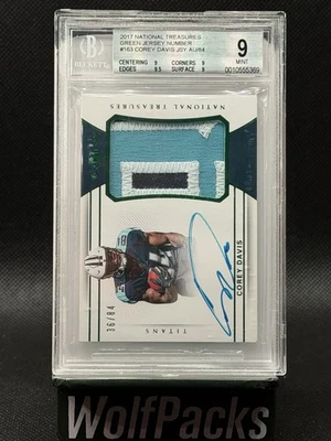 2017 Panini National Treasures Patch Auto Corey Davis #163 Green /84 (RC) BGS 9 - Image 1 of 2