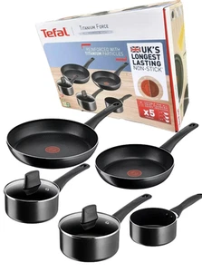 TEFAL Titanium Force 5pc Non-Stick Pan & Saucepan Set | NEW | Gas & Electric - Picture 1 of 9