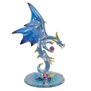Jewel Keeper Dragon Figurine Glass Sculpture with Gem Crystals Fantasy Decor - Picture 1 of 3