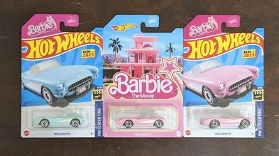 Hot Wheels Barbie La Película 1956 Corvette Tiempo de Pantalla AZUL ROSA ROSA (1 de cada uno) Foto 1 de 4