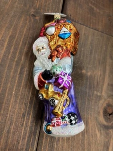 CHRISTOPHER RADKO 1996 Toys For All 9” Santa w/TOY BASKET Glass Ornament - Picture 1 of 5