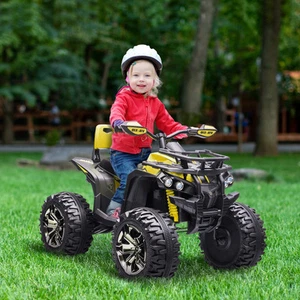 12V Kids ATV Quad Car Toy with Music & Headlights, Yellow - Picture 1 of 11