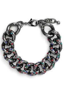 Nordstrom W1243 Women's Hematite Encrusted Link Bracelet - Picture 1 of 1